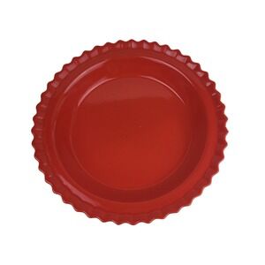 Chantal Red Ceramic Scalloped Pie Dish 9 Inch 1 QT Stoneware Baker